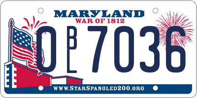 MD license plate 0BL7036