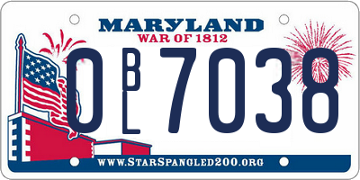 MD license plate 0BL7038