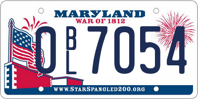 MD license plate 0BL7054