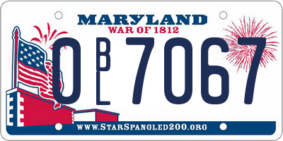 MD license plate 0BL7067