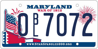 MD license plate 0BL7072