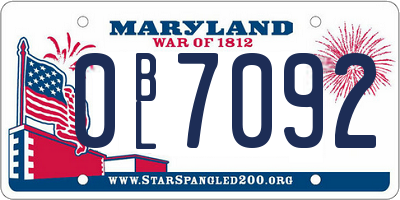 MD license plate 0BL7092