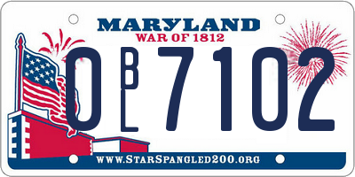 MD license plate 0BL7102