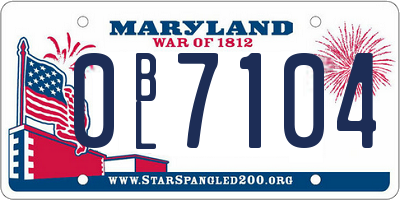 MD license plate 0BL7104