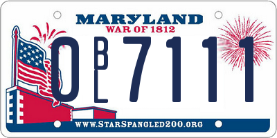 MD license plate 0BL7111