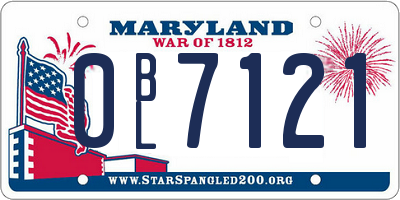 MD license plate 0BL7121