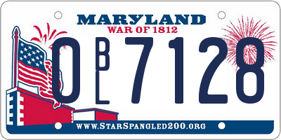 MD license plate 0BL7128