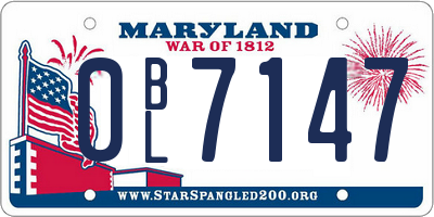 MD license plate 0BL7147