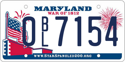 MD license plate 0BL7154