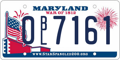 MD license plate 0BL7161
