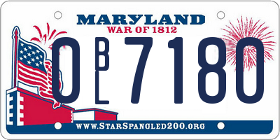 MD license plate 0BL7180