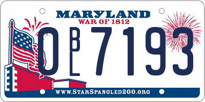 MD license plate 0BL7193