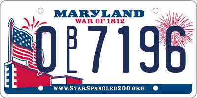 MD license plate 0BL7196