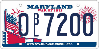 MD license plate 0BL7200