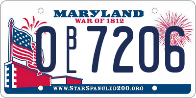 MD license plate 0BL7206