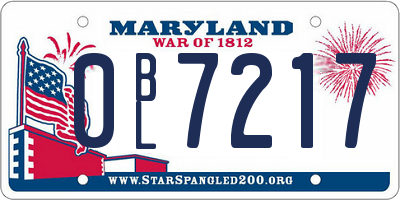 MD license plate 0BL7217
