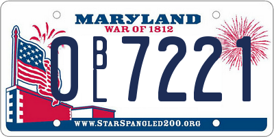 MD license plate 0BL7221