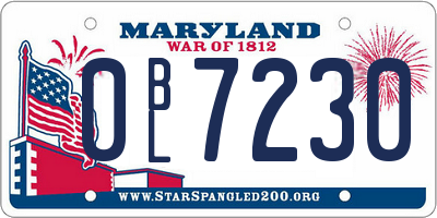 MD license plate 0BL7230