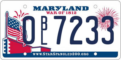 MD license plate 0BL7233