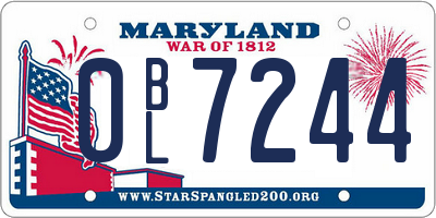 MD license plate 0BL7244