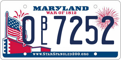 MD license plate 0BL7252