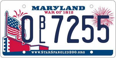 MD license plate 0BL7255