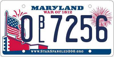 MD license plate 0BL7256