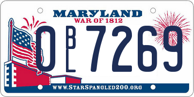 MD license plate 0BL7269