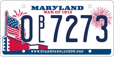 MD license plate 0BL7273
