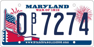 MD license plate 0BL7274