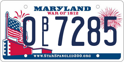 MD license plate 0BL7285