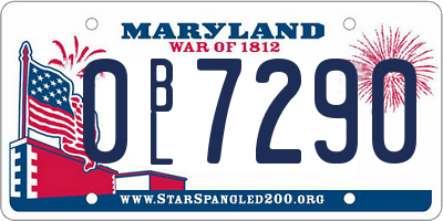 MD license plate 0BL7290