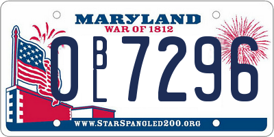 MD license plate 0BL7296