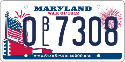 MD license plate 0BL7308