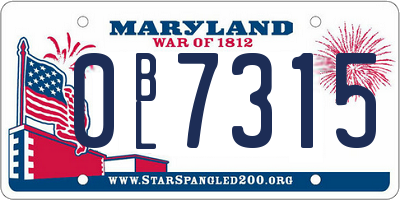 MD license plate 0BL7315
