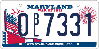 MD license plate 0BL7331