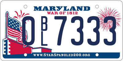 MD license plate 0BL7333