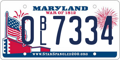 MD license plate 0BL7334