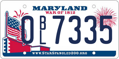 MD license plate 0BL7335