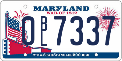 MD license plate 0BL7337