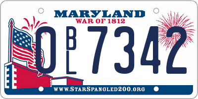 MD license plate 0BL7342