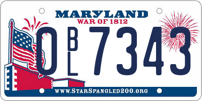 MD license plate 0BL7343