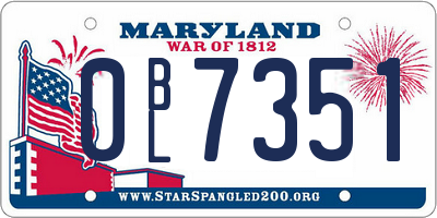 MD license plate 0BL7351