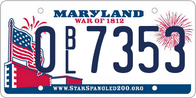 MD license plate 0BL7353