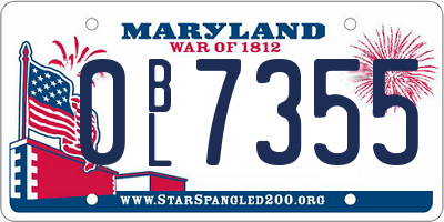MD license plate 0BL7355
