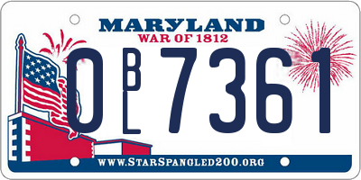 MD license plate 0BL7361