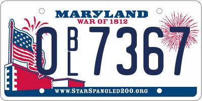 MD license plate 0BL7367