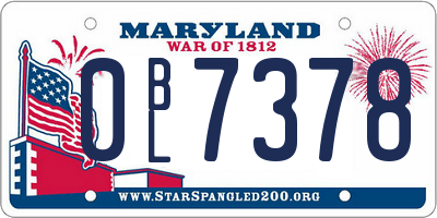 MD license plate 0BL7378
