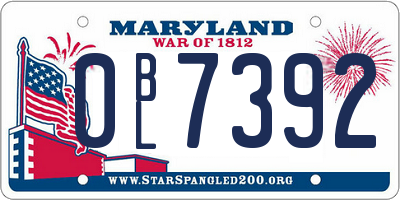MD license plate 0BL7392