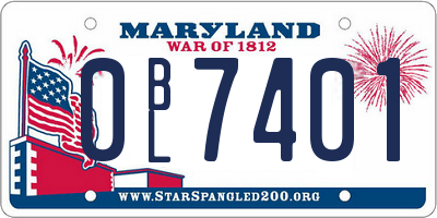 MD license plate 0BL7401
